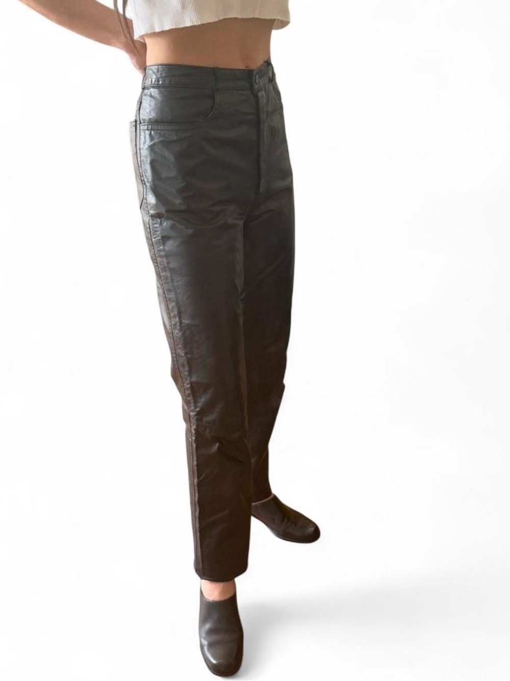 Vintage leather snap button pants